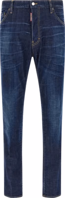 Blue Cotton Straight-Leg Jeans