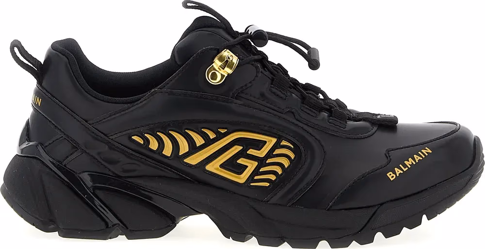 Balmain Black Nylon Athletic Sneakers