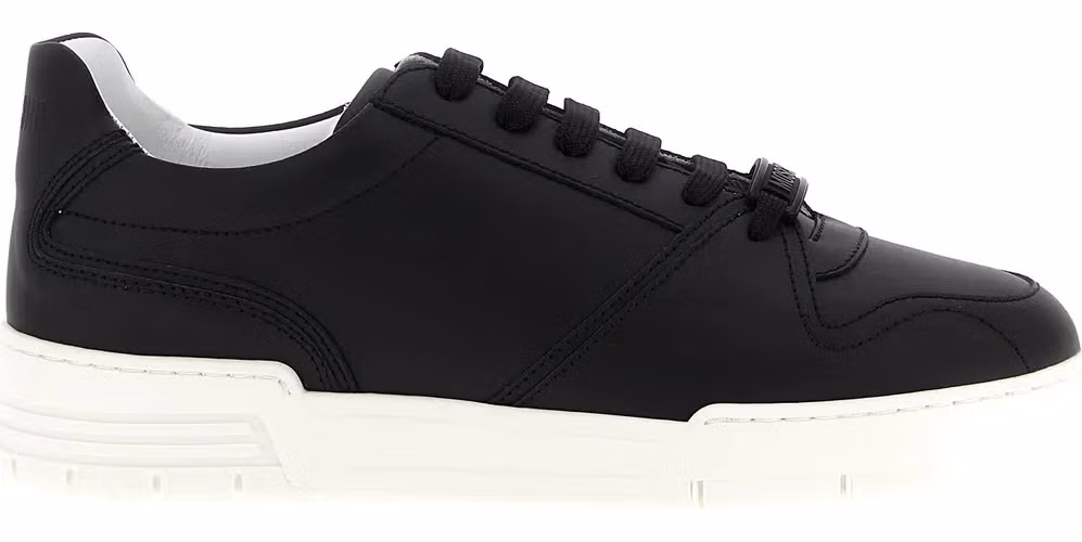 Moschino Black Leather Low Top Sneakers