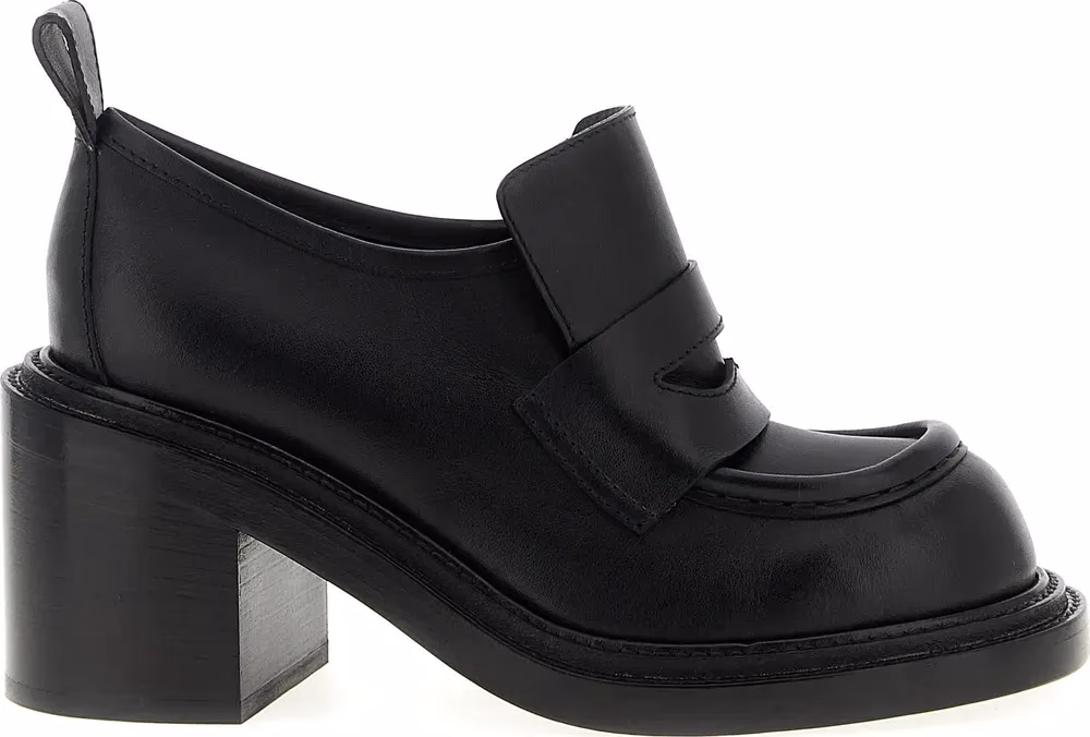 Moschino Black Leather Platform Loafers