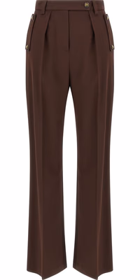 Brown Polyester Casual Pants