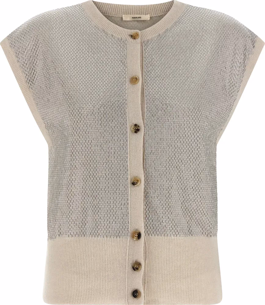 Haikure Beige Virgin Wool Sleeveless Jacket