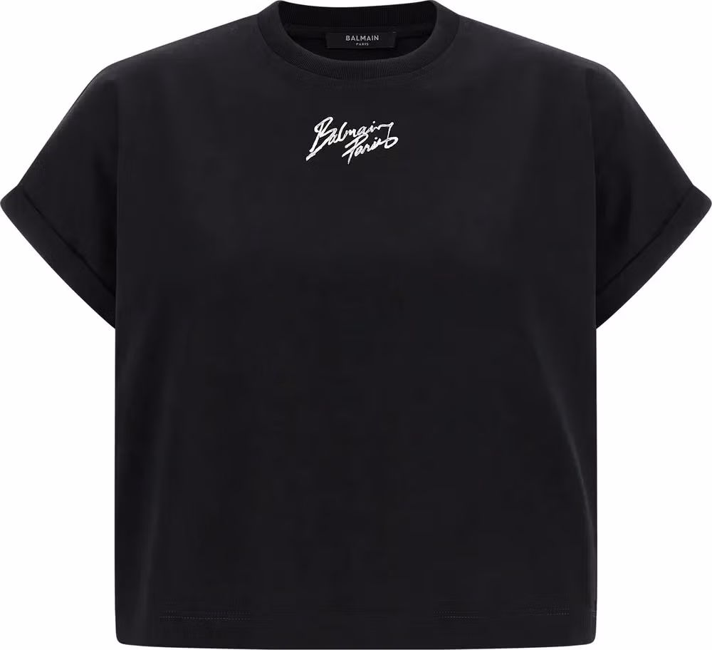 Balmain Black Cotton T-Shirt