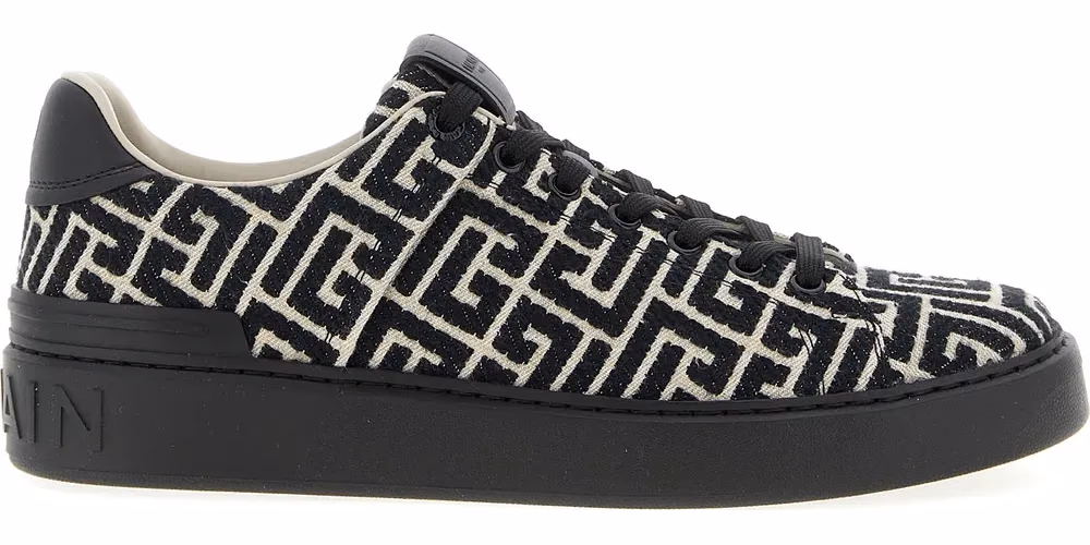 Balmain Black Cotton Sneakers