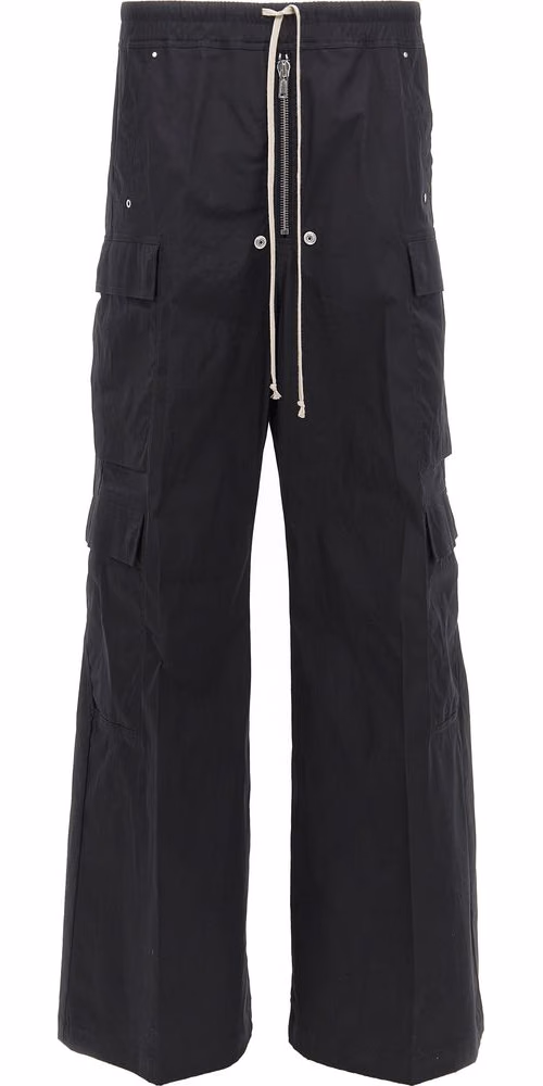 Rick Owens Black Cotton Cargo Pants
