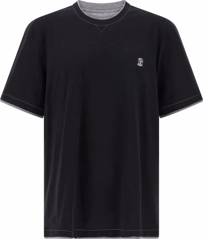 Brunello Cucinelli Black Cotton T-Shirt