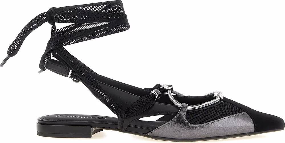 PINKO Black Leather Ballet Flats