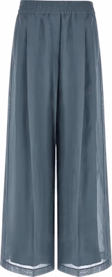 Blue Cotton Casual Pants
