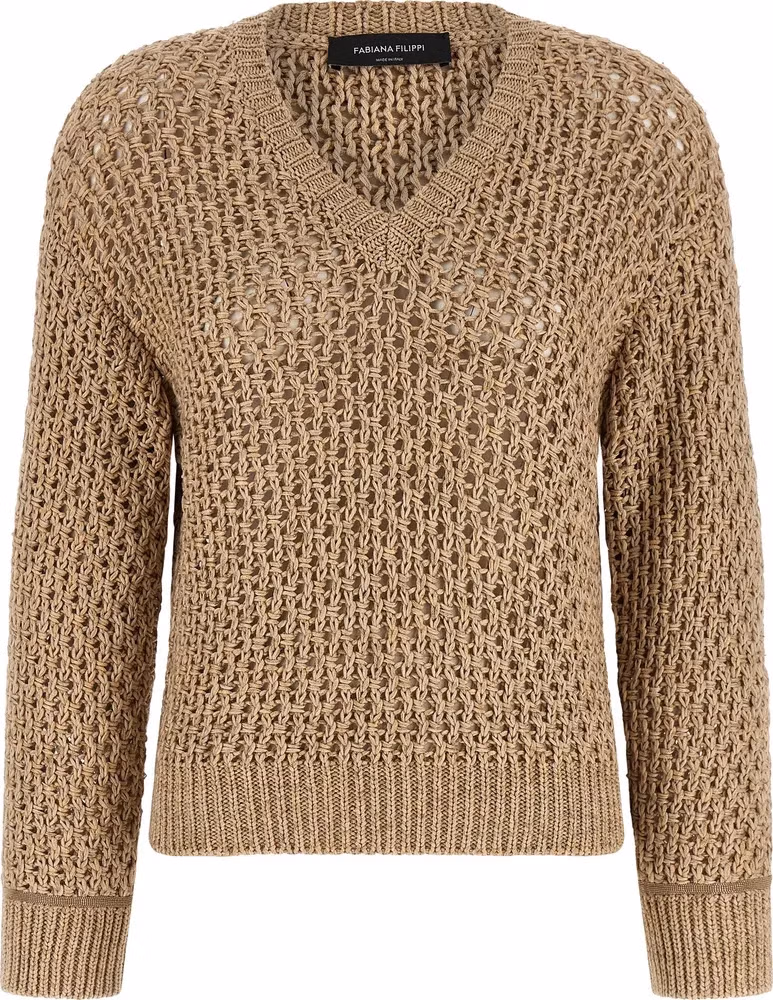 Fabiana Filippi Brown Cotton Cardigan