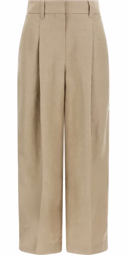 Brunello Cucinelli Beige Linen Casual Pants