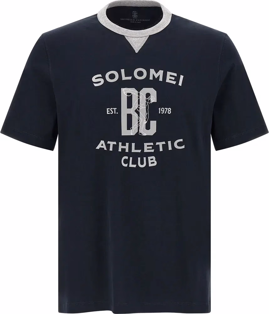 Brunello Cucinelli Blue Cotton T-Shirt