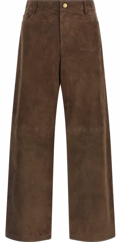 'S Max Mara Brown Lamb Leather Casual Pants