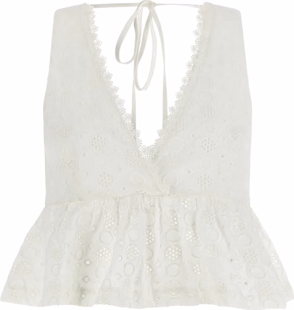 PINKO White Cotton Sleeveles T-Shirt