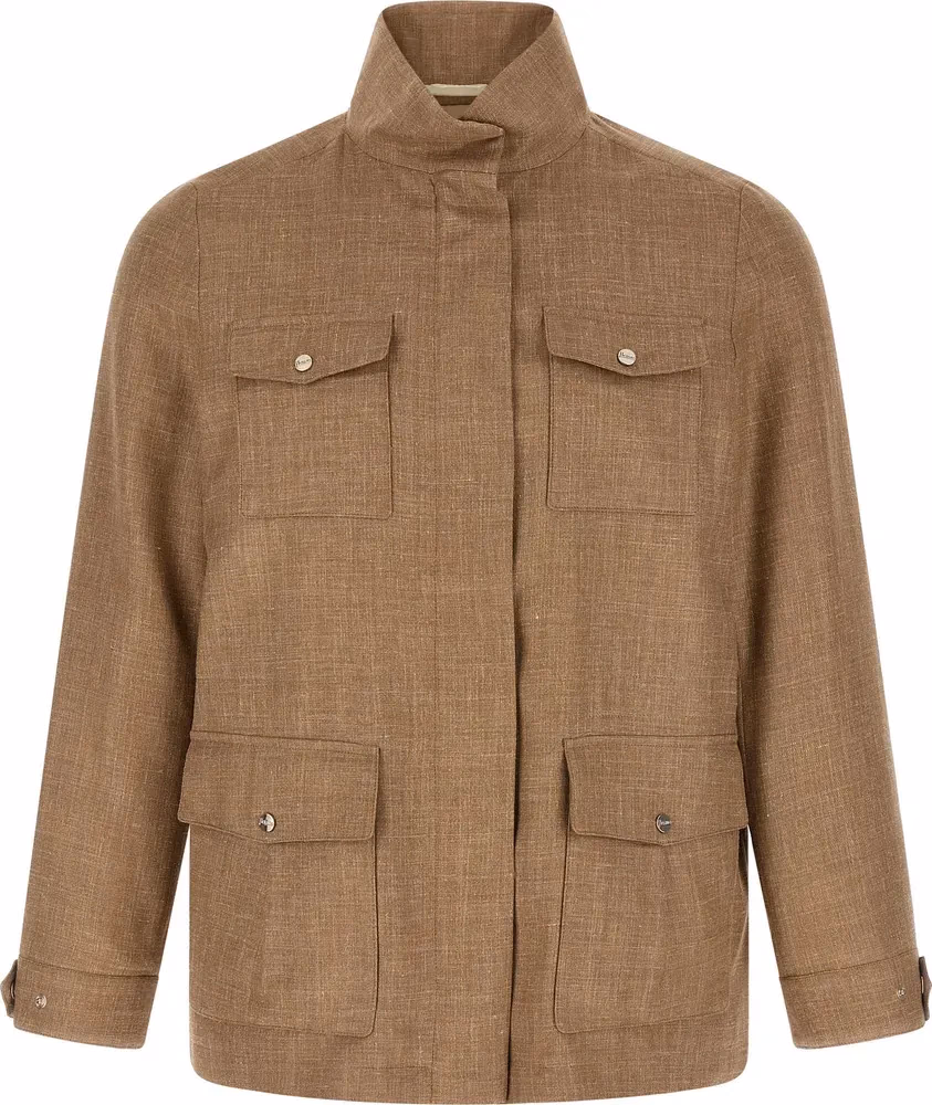 Herno Beige Wool Full-Length Jacket