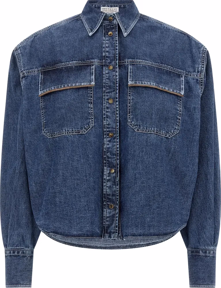 Brunello Cucinelli Blue Cotton Blouse