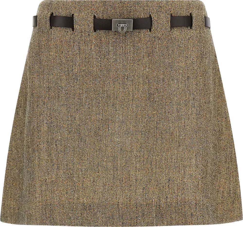 Ferragamo Multicolor Linen Long Skirt