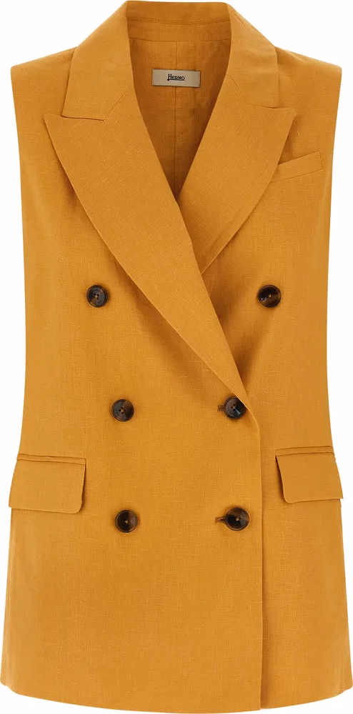 Herno Bicolor Linen Sleeveless Jacket