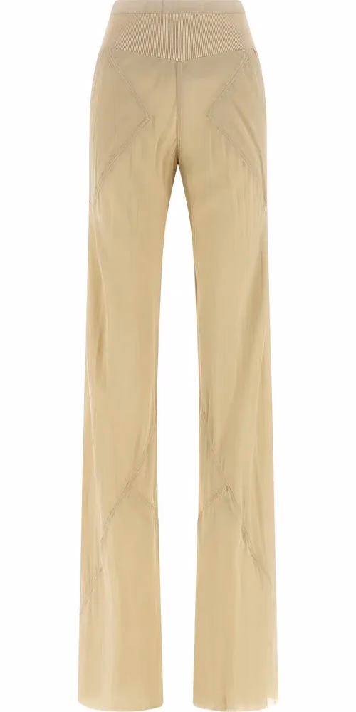 Rick Owens Beige Silk Flared Pants
