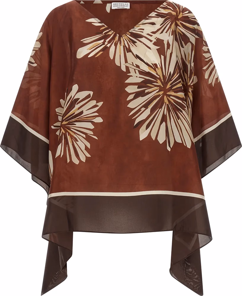 Brunello Cucinelli Bordeaux Silk Blouse