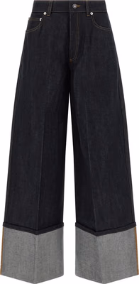 Blue Cotton Flared Jeans