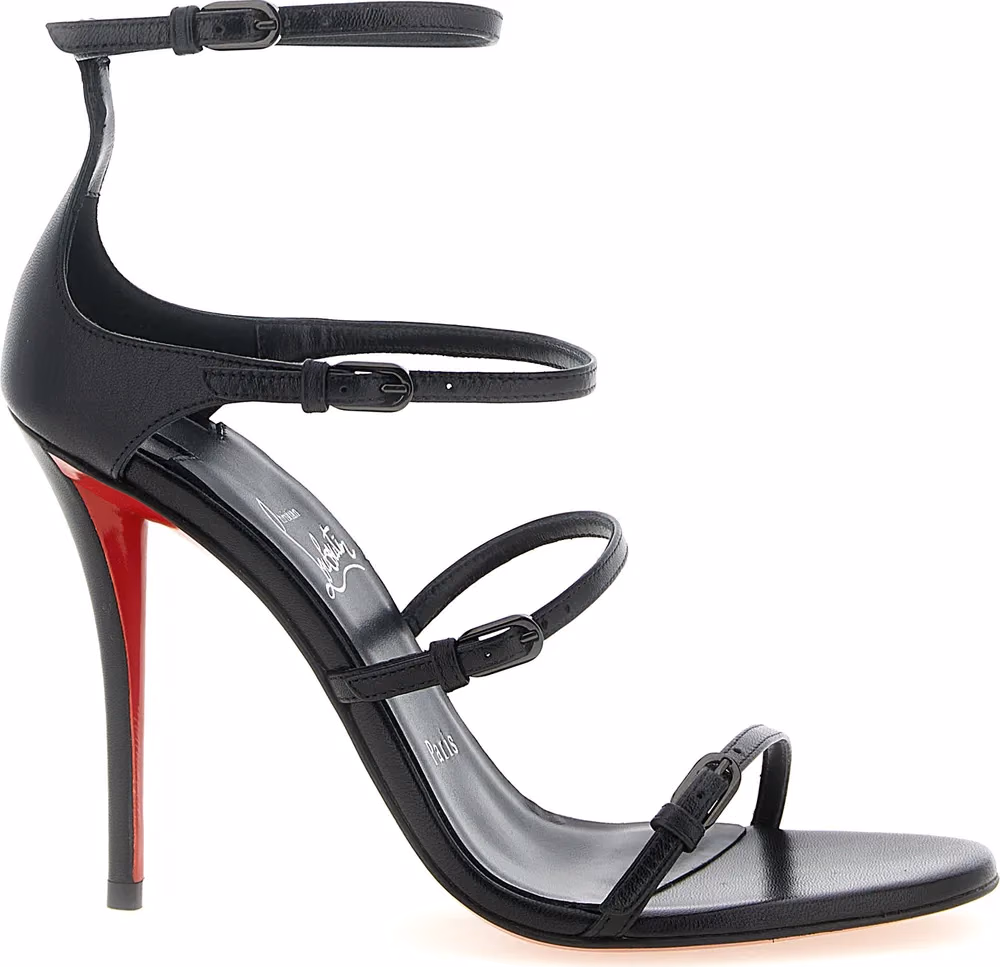 Christian Louboutin Black Goatskin Stiletto Heel Sandals