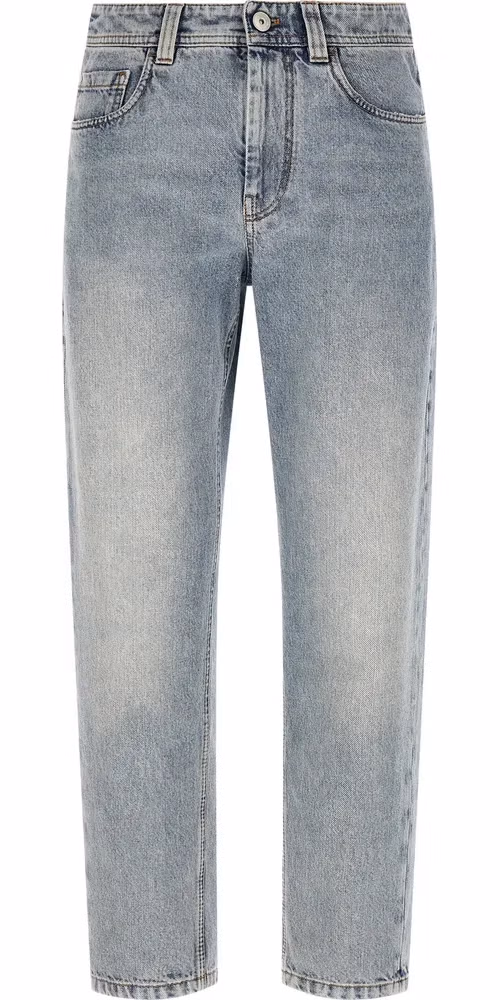 Brunello Cucinelli Blue Cotton Tapered Jeans