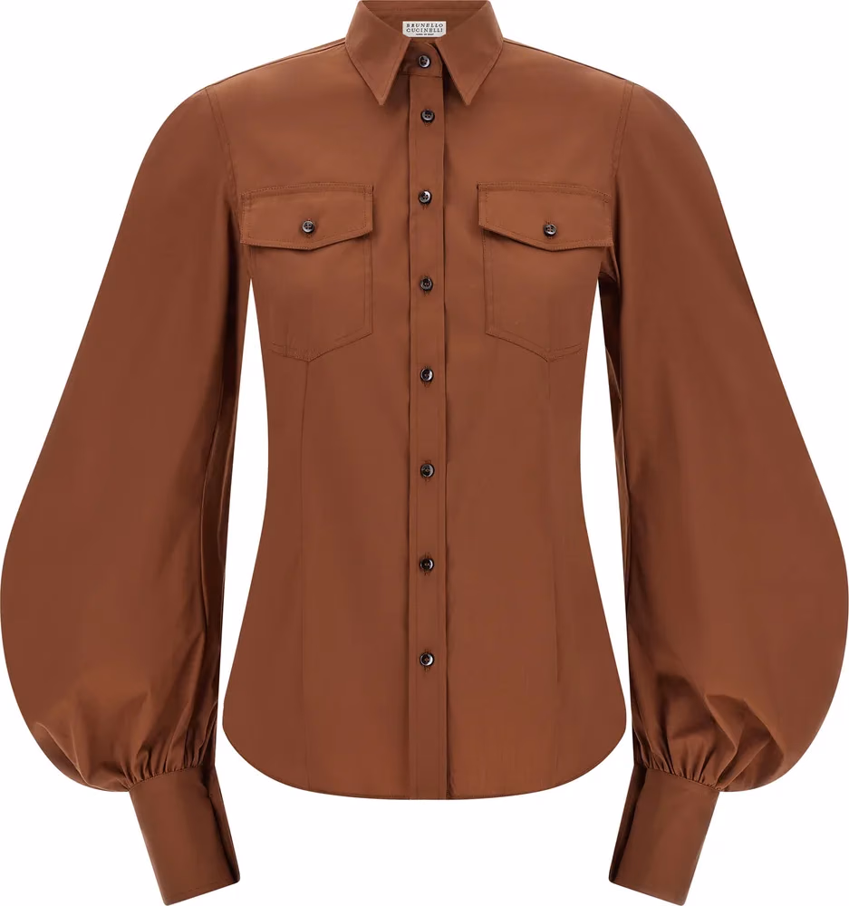 Brunello Cucinelli Brown Cotton Blouse