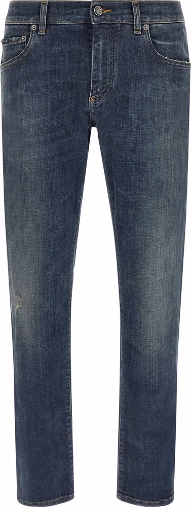 Dolce & Gabbana Blue Cotton Straight-Leg Jeans