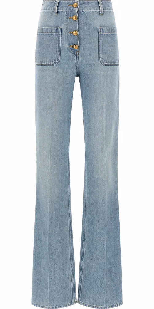Valentino Garavani Blue Cotton High-Waisted Jean