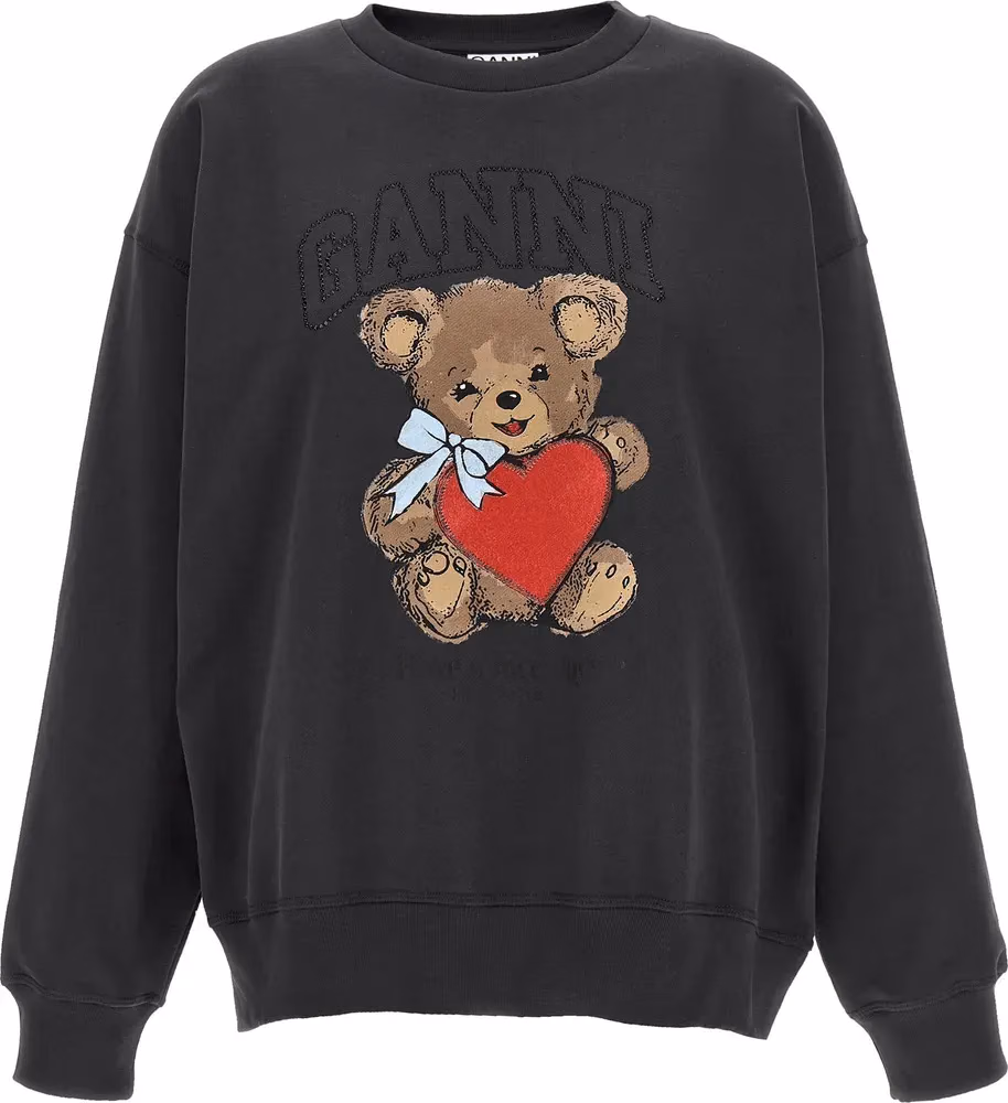 Ganni Black Organic Cotton Sweatshirt