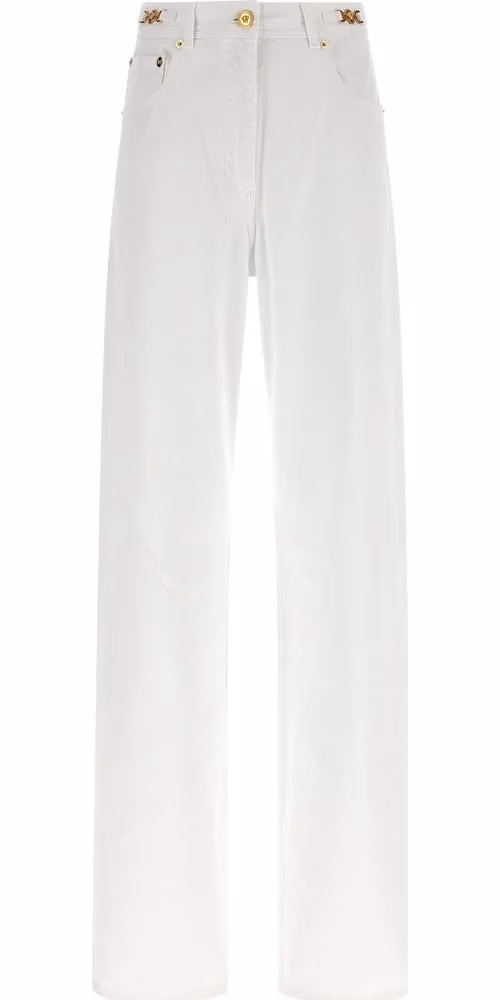 Versace White Cotton Straight-Leg Jeans