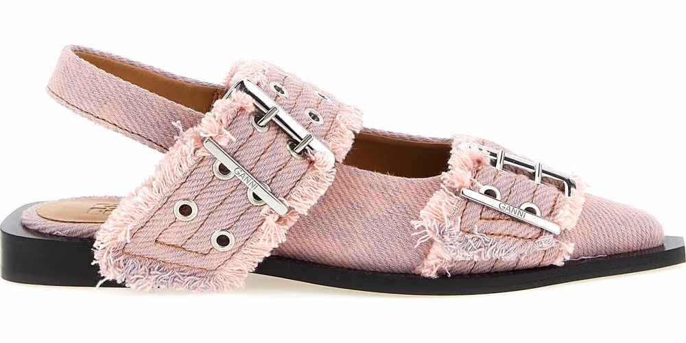 Ganni Multicolor Organic Cotton Ballet Flats