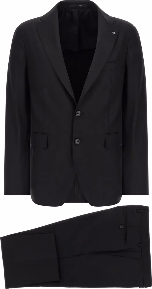 Tagliatore Black Virgin Wool Two-Piece Suit