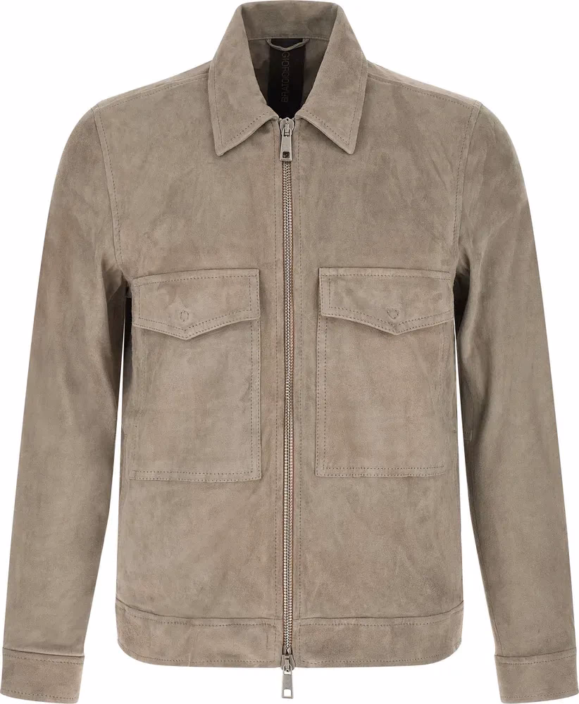 GIORGIO BRATO Gray Lamb Leather Leather Jacket