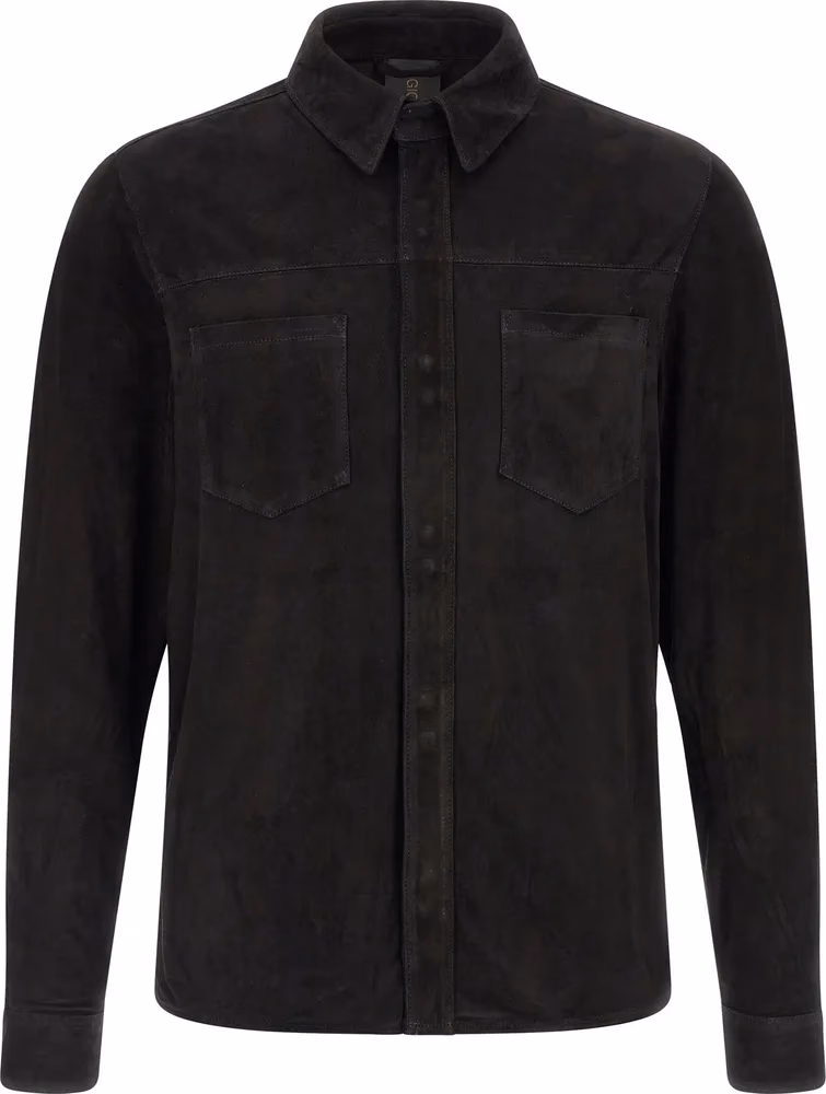 GIORGIO BRATO Black Suede Leather Blouse