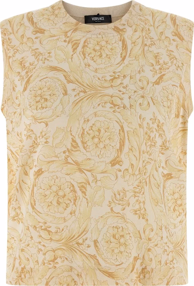 Versace Bicolor Silk Sleeveless Jacket