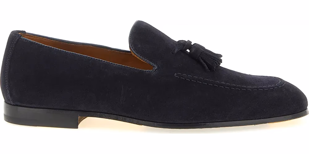 Doucal's Blue Calfskin Slip-On Loafers