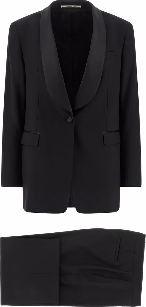 Tagliatore Black Virgin Wool Two-Piece Suit