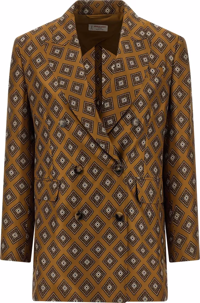 Alberto Biani Brown Silk Blazer