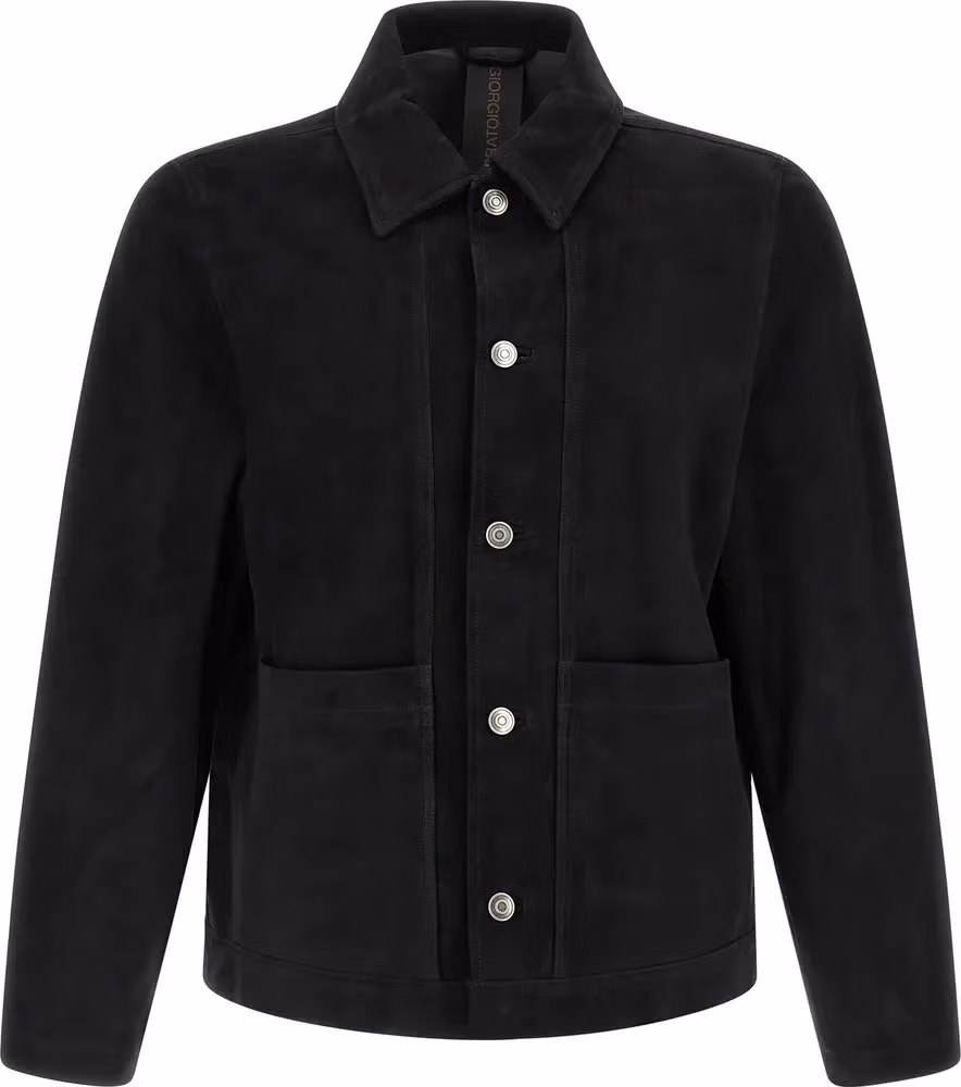 GIORGIO BRATO Black Suede Leather Leather Jacket