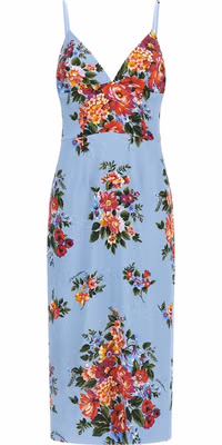 Blue Viscose Midi Dress