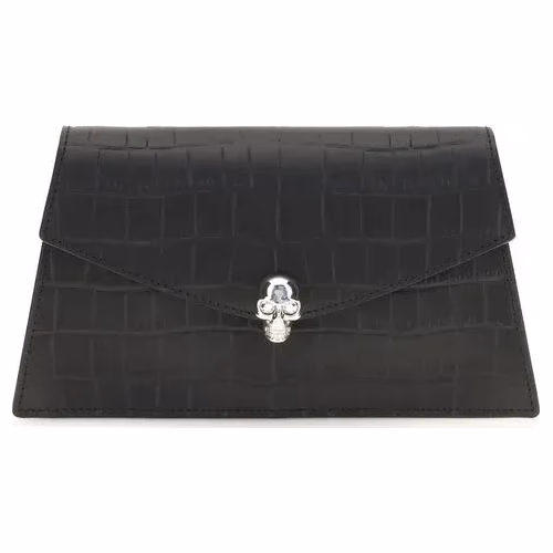 Alexander McQueen Black Calf Leather Bos Taurus Clutch Bag