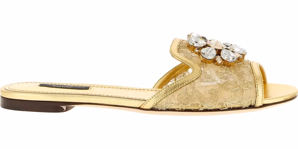 Dolce & Gabbana Gold Polyamide Slides