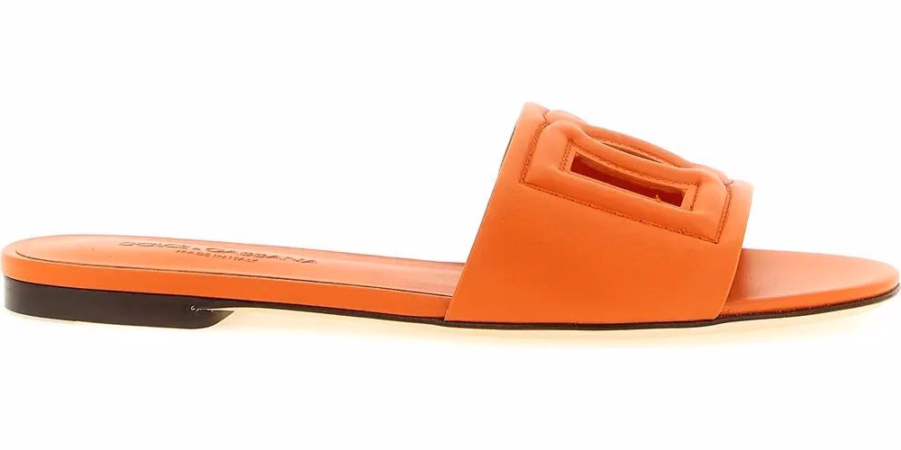 Dolce & Gabbana Orange Calfskin Slides