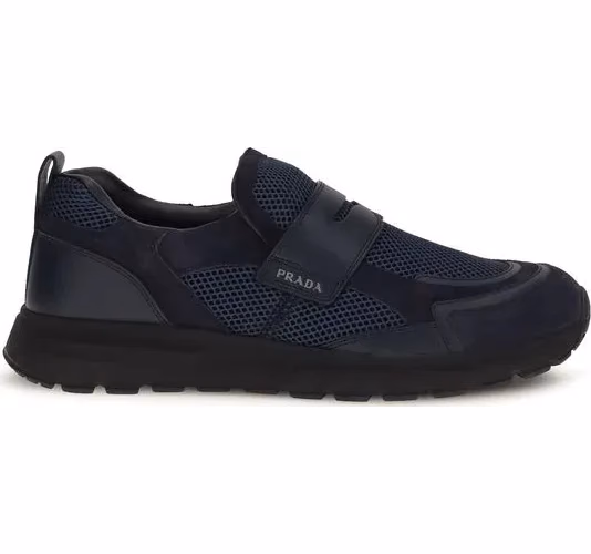 Prada Blue Calf Leather Bos Taurus Athletic Sneakers