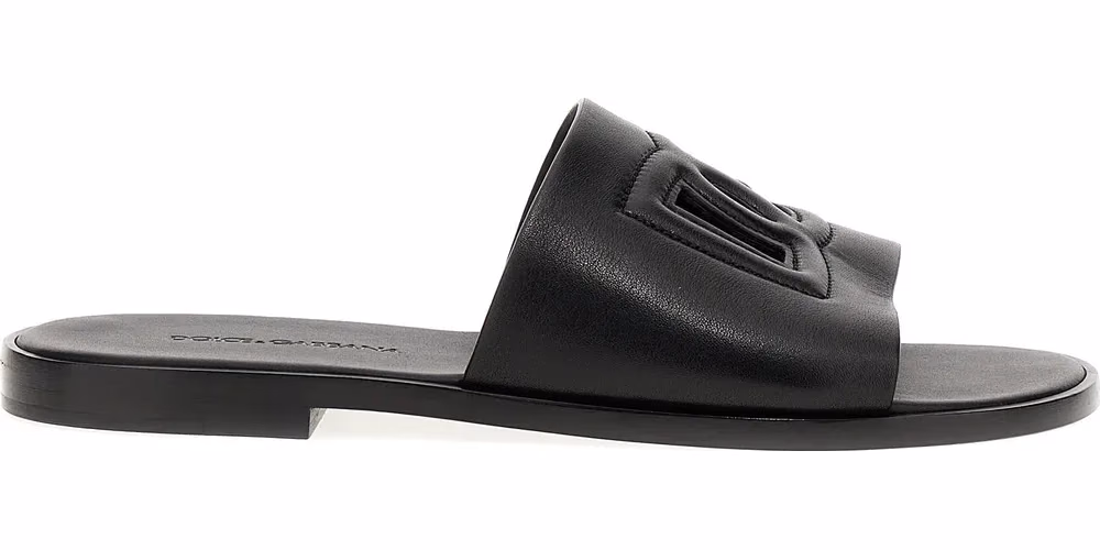 Dolce & Gabbana Black Leather Slides
