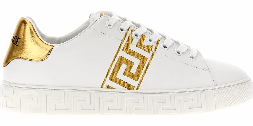 Versace Gold Polyamide Low Top Sneakers