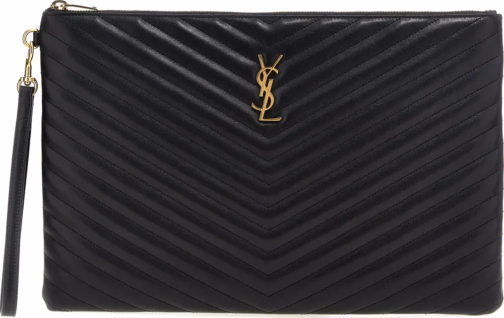 Saint Laurent Black Calfskin Clutch Bag