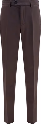 Brown Cotton Casual Pants