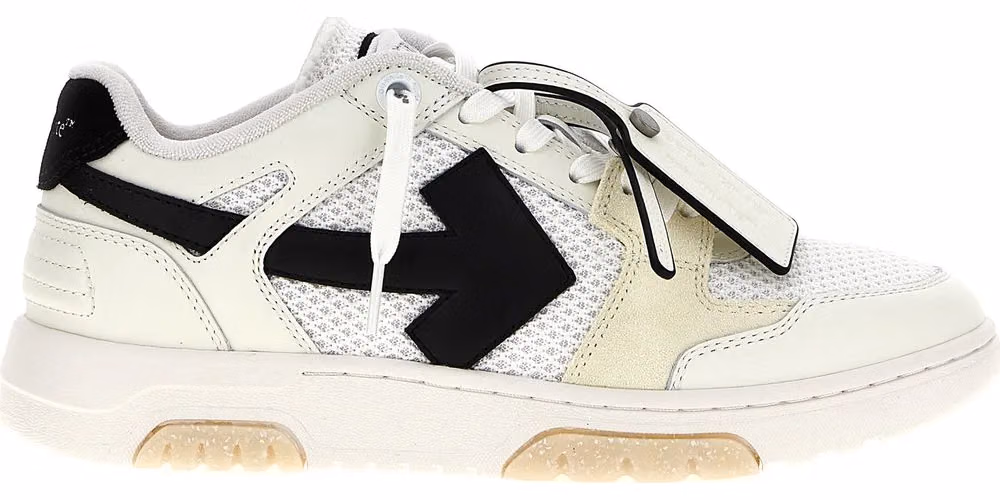 Off-White Bicolor Bovine Leather Athletic Sneakers